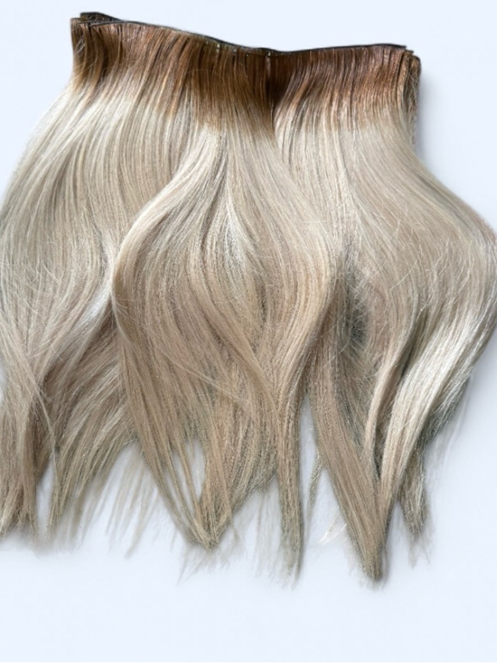 JZ Styles Co. The Jessi J Tied Micro Wefts Hair Extensions Rooted Platinum 18 in